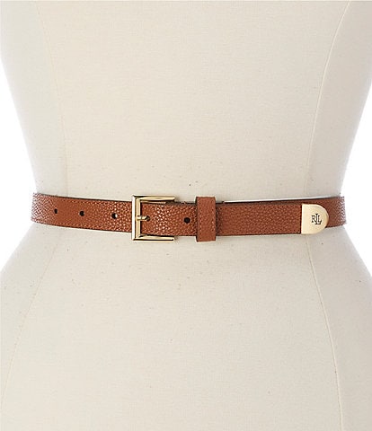 Lauren Ralph Lauren 0.75" Pebbled Leather Skinny Belt