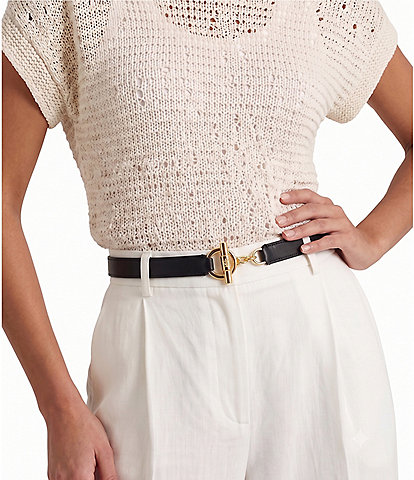 Lauren Ralph Lauren 0.75#double; Toggle Skinny Leather Belt