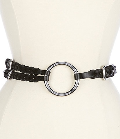 Lauren Ralph Lauren 0.75" Tri-Strap O-Ring Braided Leather Belt