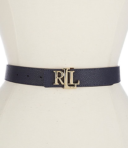 Lauren Ralph Lauren 1" Logo Reversible Pebbled Leather Belt