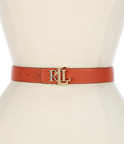 Lauren Ralph Lauren 1" Logo Reversible Pebbled Leather Belt