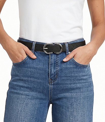 Lauren Ralph Lauren 1#double; Reversible Crosshatch Leather Belt
