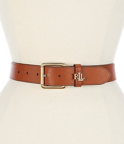 Lauren Ralph Lauren 1.25" Logo Keeper Leather Belt