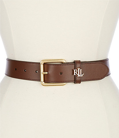 Lauren Ralph Lauren 1.25" Logo Keeper Leather Belt