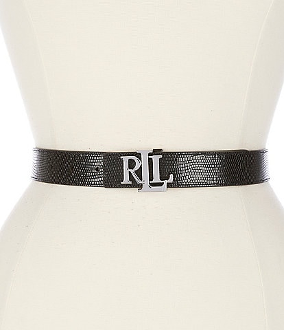Lauren Ralph Lauren 1.25#double; Logo Reversible Lizard-Embossed Leather Belt