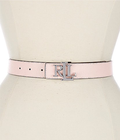Lauren Ralph Lauren 1.25" Logo Reversible Lizard-Embossed Leather Belt