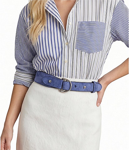 Lauren Ralph Lauren 1.5#double; Equestrian D-Ring Suede Belt