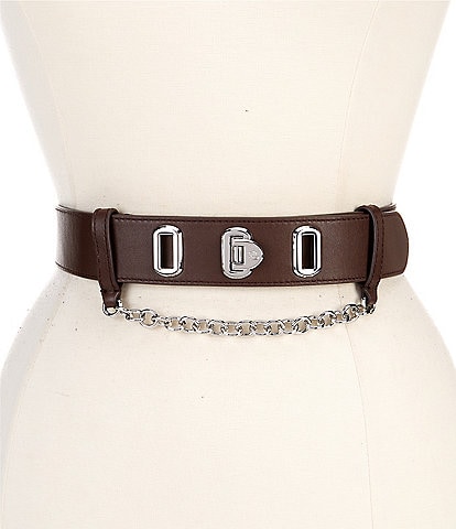 Lauren Ralph Lauren 1.5#double; Flip-Lock Leather Wide Belt