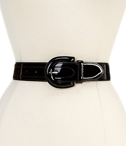 Lauren Ralph Lauren 1.5#double; Patent Leather Wide Belt
