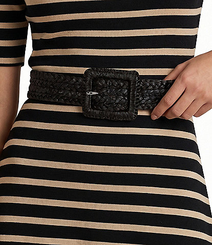 Lauren Ralph Lauren 1.5#double; Raffia Wide Belt