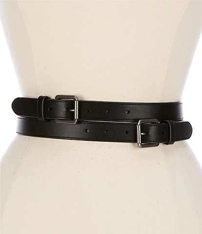 Lauren Ralph Lauren 2" Double-Buckle Stacked Wide Leather Belt