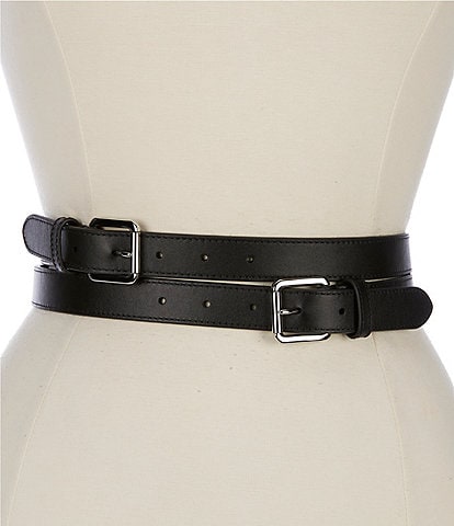 Lauren Ralph Lauren 2" Double-Buckle Stacked Wide Leather Belt
