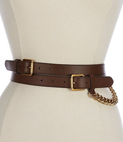 Lauren Ralph Lauren 2" Double-Wrap Leather Chain Belt