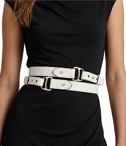 Lauren Ralph Lauren 2#double; Leather Equestrian Double-Wrap Belt