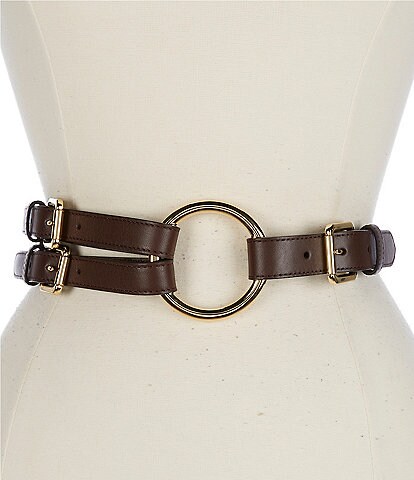 Lauren Ralph Lauren 2#double; Tri-Strap O-Ring Leather Belt