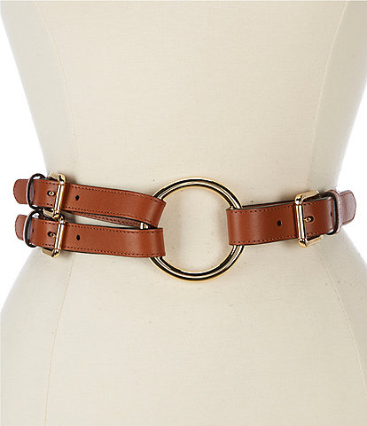 Lauren Ralph Lauren 2" Tri-Strap O-Ring Leather Belt
