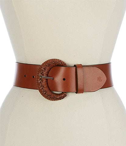 Lauren Ralph Lauren 2.25#double; Crescent Buckle Wide Leather Belt