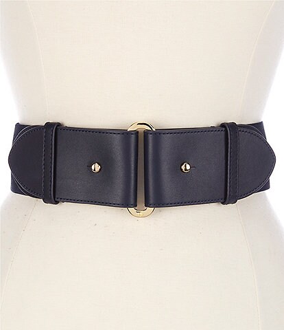 Lauren Ralph Lauren 2.25#double; Leather-Trim Woven Tab-Stretch Wide Belt