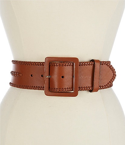 Lauren Ralph Lauren 2.25#double; Whipstitched Leather Wide Belt