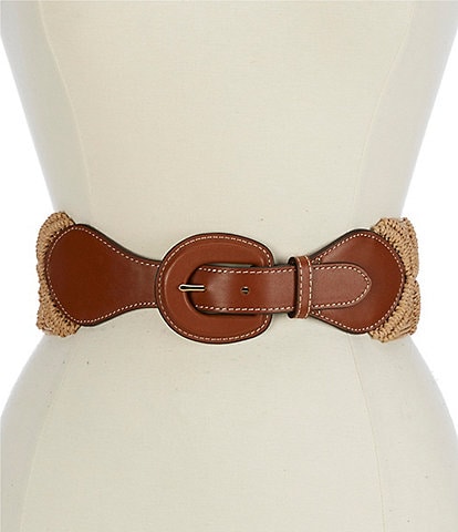 Lauren Ralph Lauren 3.25#double; Wide Leather-Trim Corded Macrame Belt