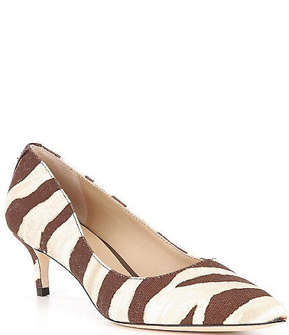 Lauren Ralph Lauren Adrienne Zebra Print Canvas Kitten Heel Pumps