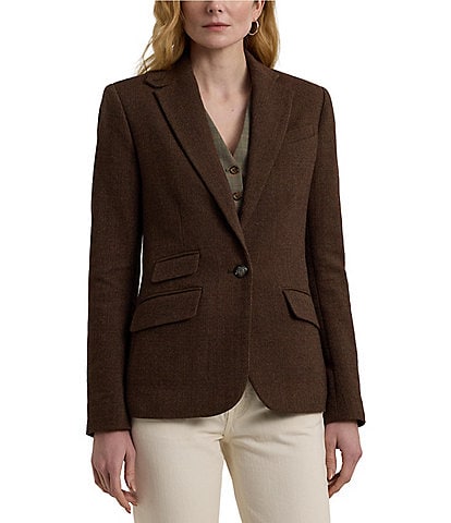 Lauren Ralph Lauren Alarice Cotton-Blend Single-Button Oxford Blazer