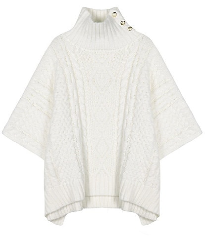 Lauren Ralph Lauren Button Turtleneck Poncho