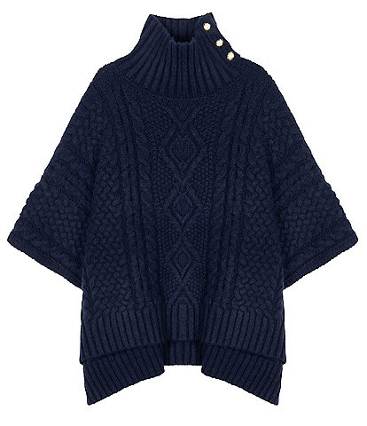 Lauren Ralph Lauren Button Turtleneck Poncho