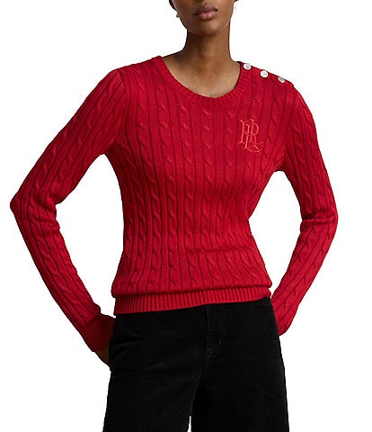 Lauren Ralph Lauren Cable Knit Crew Neck Long Sleeve Sweater
