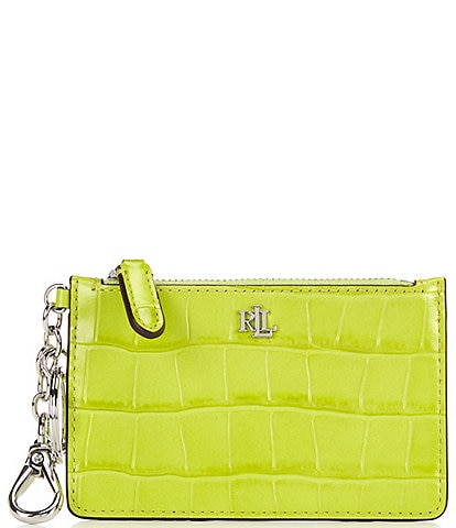 Lauren Ralph Lauren Croc-Embossed Leather Zip Card Case
