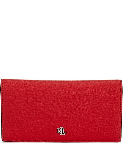 Lauren Ralph Lauren Crosshatch Leather Slim Snap Wallet