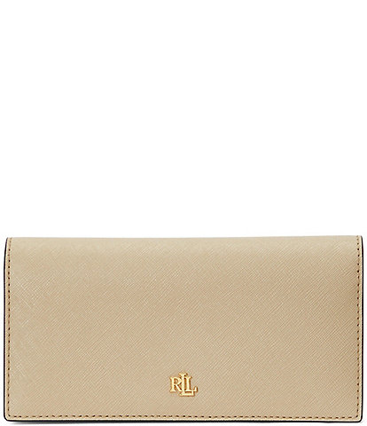 Lauren Ralph Lauren Crosshatch Leather Slim Snap Wallet