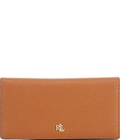 Lauren Ralph Lauren Crosshatch Leather Slim Snap Wallet