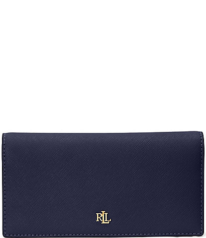 Lauren Ralph Lauren Crosshatch Leather Slim Snap Wallet