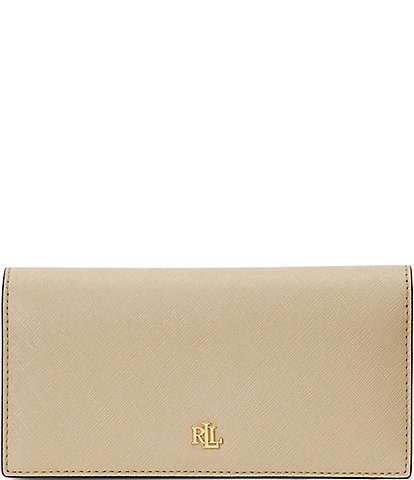 Lauren Ralph Lauren Crosshatch Leather Slim Snap Wallet