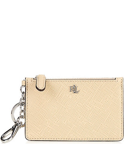 Lauren Ralph Lauren Crosshatch Leather Zip Card Case