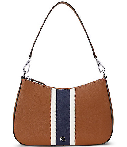 Lauren Ralph Lauren Crosshatch Stripe Leather Medium Danni Striped Bag
