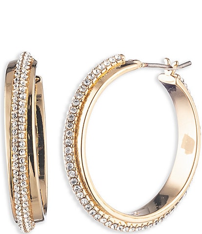 Lauren Ralph Lauren Crystal 30mm Pave Hoop Earrings