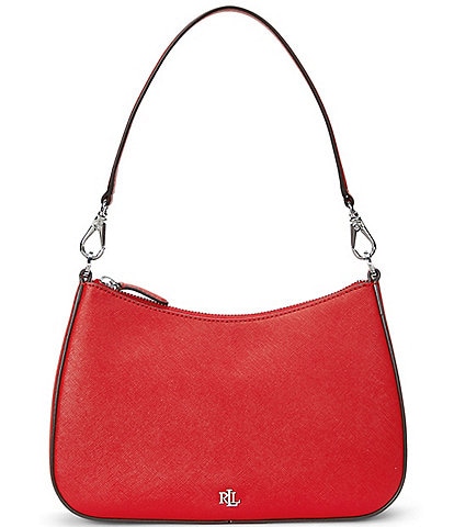 Lauren Ralph Lauren Danni 26 Medium Crosshatch Leather Shoulder Bag