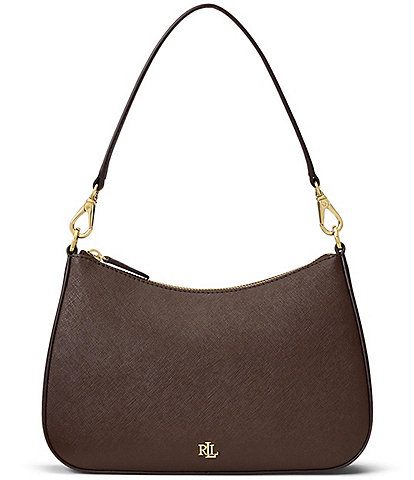 Lauren Ralph Lauren Danni 26 Medium Crosshatch Leather Shoulder Bag
