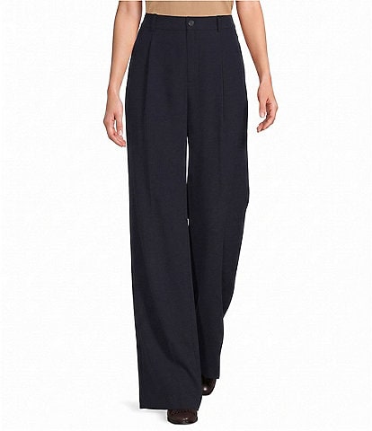 Lauren Ralph Lauren Double Face Georgette High Rise Wide Leg Pleated Front Pants
