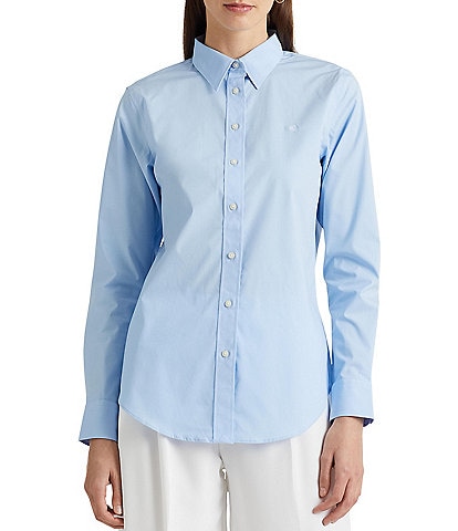 Lauren Ralph Lauren Easy Care Point Collar Long Sleeve Cotton Blend Shirt