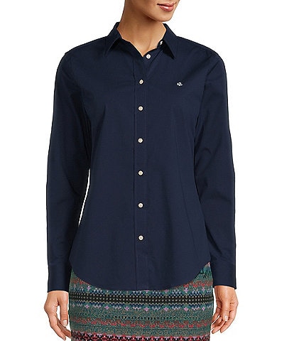 Lauren Ralph Lauren Easy Care Point Collar Long Sleeve Cotton-Blend Shirt