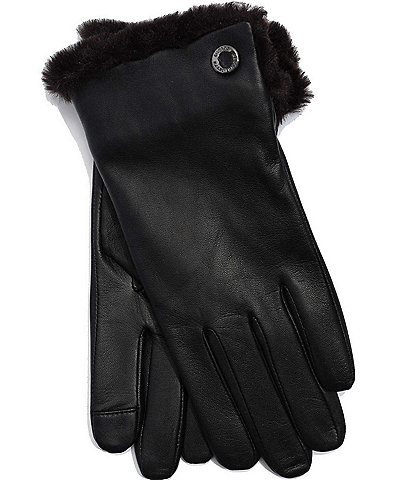 Lauren Ralph Lauren Faux Fur Lined Leather Gloves