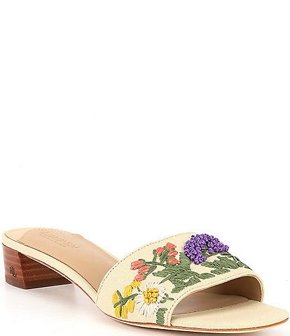 Lauren Ralph Lauren Fay Floral-Embroidered Canvas Sandals