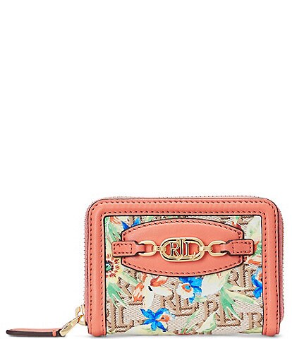 Lauren Ralph Lauren Floral Monogram Jacquard Zip Wallet