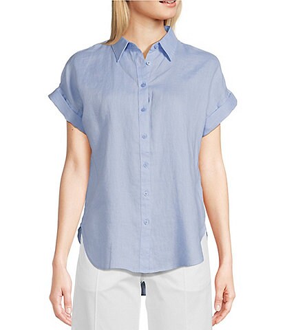 Lauren Ralph Lauren Point Collar Short Sleeve Shirt | Dillard's