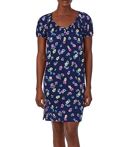 Lauren Ralph Lauren Floral Print Short Sleeve V-Neck Nightgown