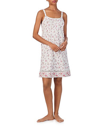 Lauren Ralph Lauren Floral Print Sleeveless Scoop Neck Knit Short Nightgown