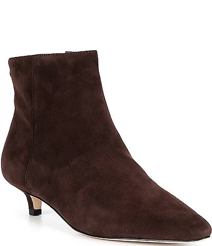 Lauren Ralph Lauren Francesca Suede Point Toe Kitten Heel Booties